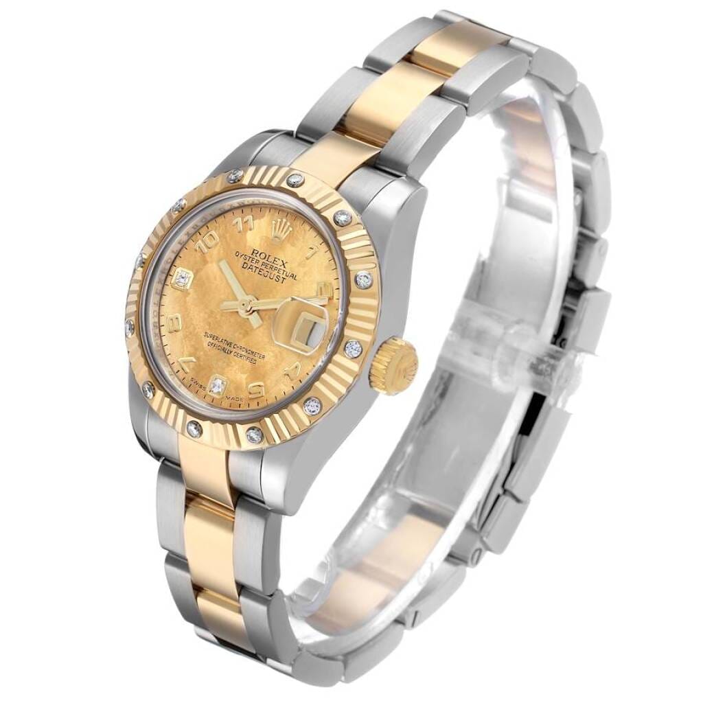 Datejust (Reference 179313). A 26mm yellow gold stainless steel diamond-set automatic wristwatch with date. 2005-2006