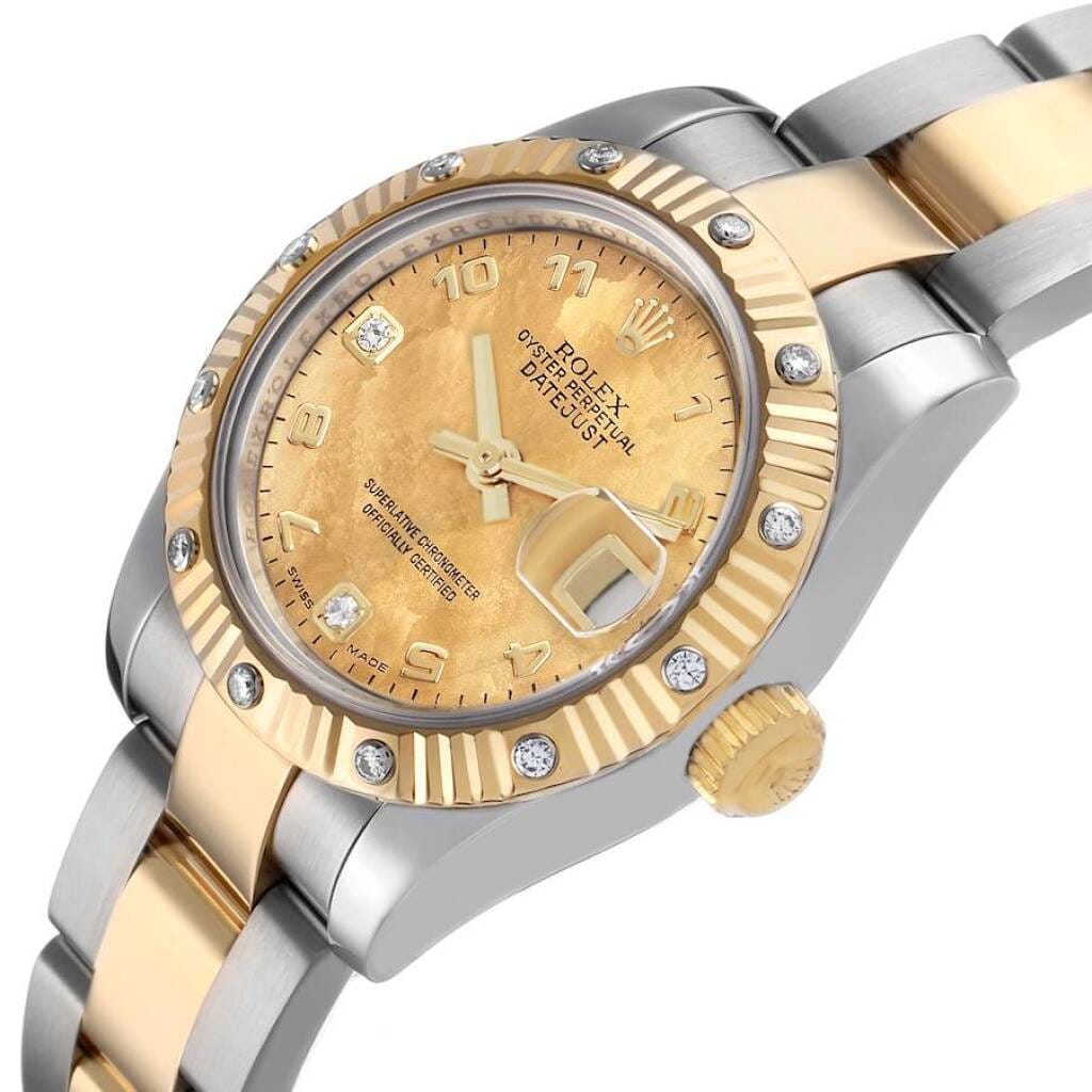 Datejust (Reference 179313). A 26mm yellow gold stainless steel diamond-set automatic wristwatch with date. 2005-2006