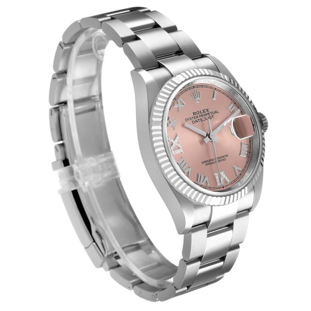 Datejust (Reference 126234). A 36mm white gold stainless steel diamond-set automatic wristwatch with date. 2021