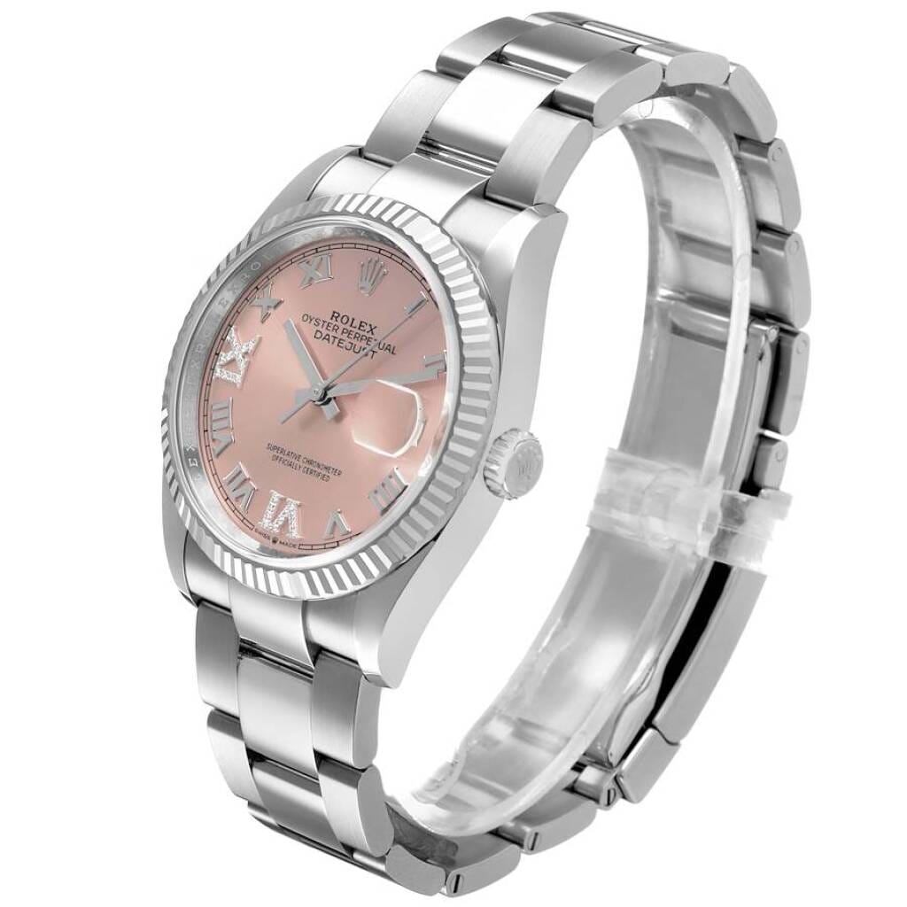 Datejust (Reference 126234). A 36mm white gold stainless steel diamond-set automatic wristwatch with date. 2021