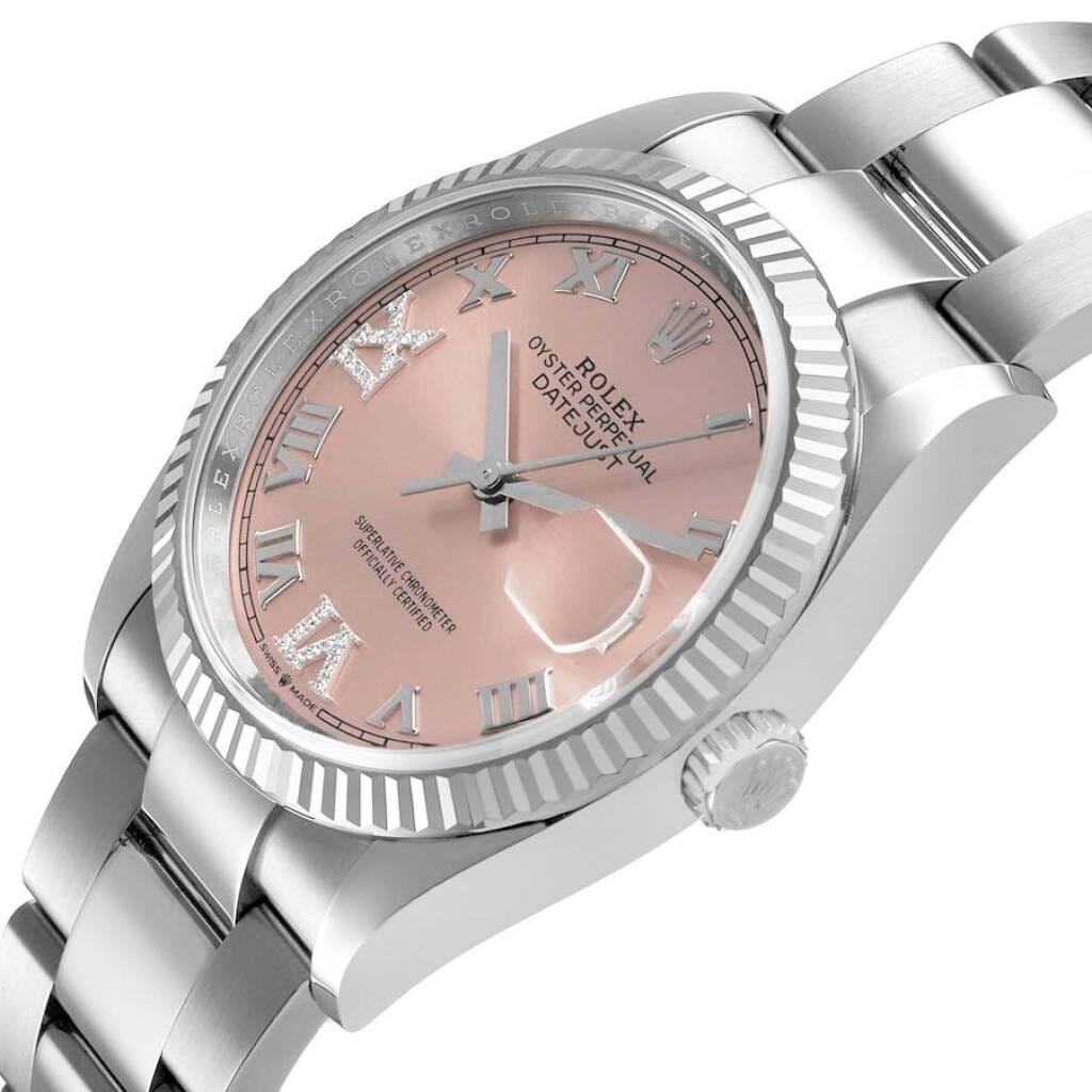 Datejust (Reference 126234). A 36mm white gold stainless steel diamond-set automatic wristwatch with date. 2021