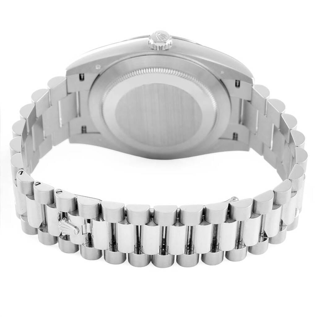 President Day-Date (Reference 228206). A 40mm platinum & diamond sapphire-set automatic wristwatch with date and day. 2022