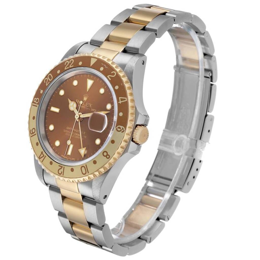 GMT-Master II 'Root Beer' (Reference 16713). A 40mm yellow gold stainless steel automatic wristwatch with date and dual time. 1991-1992