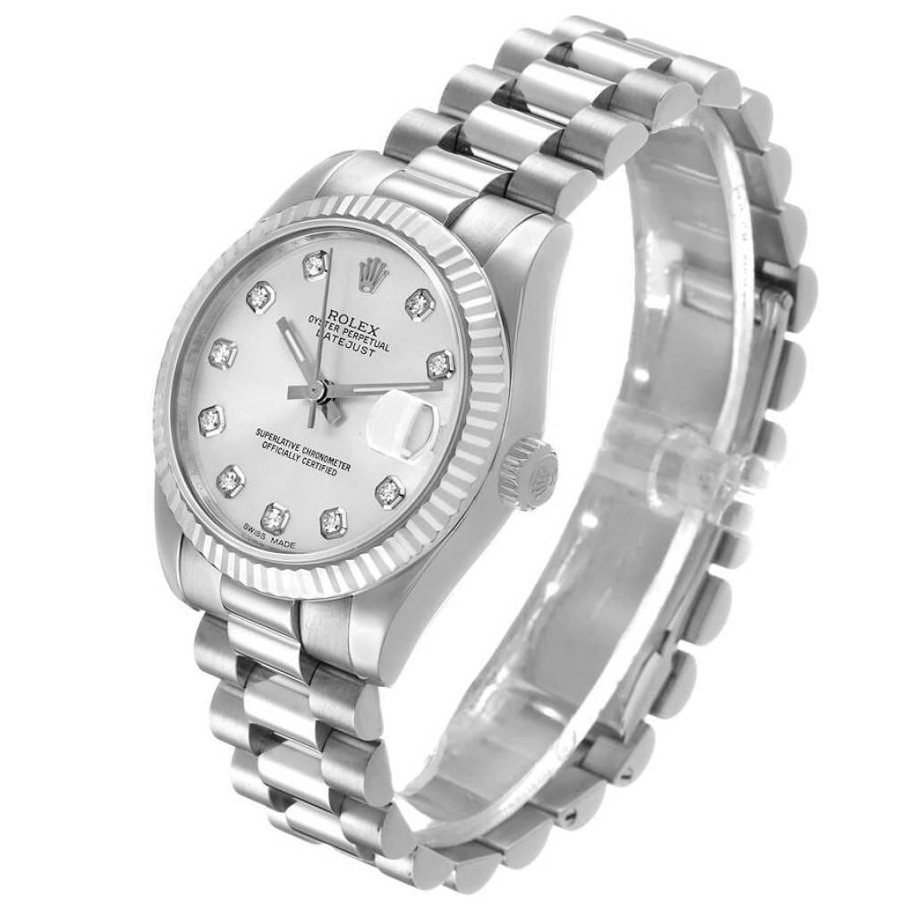 President Datejust (Reference 178279). A 31mm white gold diamond-set automatic wristwatch with date. 2007-2008
