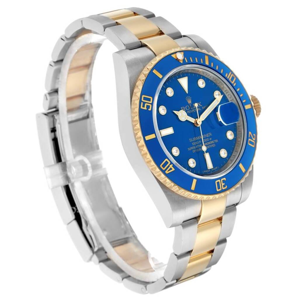 Submariner (Reference 116613LB). A 40mm yellow gold stainless steel diamond-set automatic wristwatch with date. 2008-2009