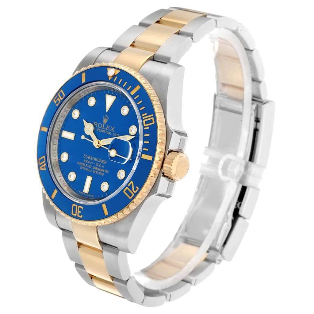 Submariner (Reference 116613LB). A 40mm yellow gold stainless steel diamond-set automatic wristwatch with date. 2008-2009
