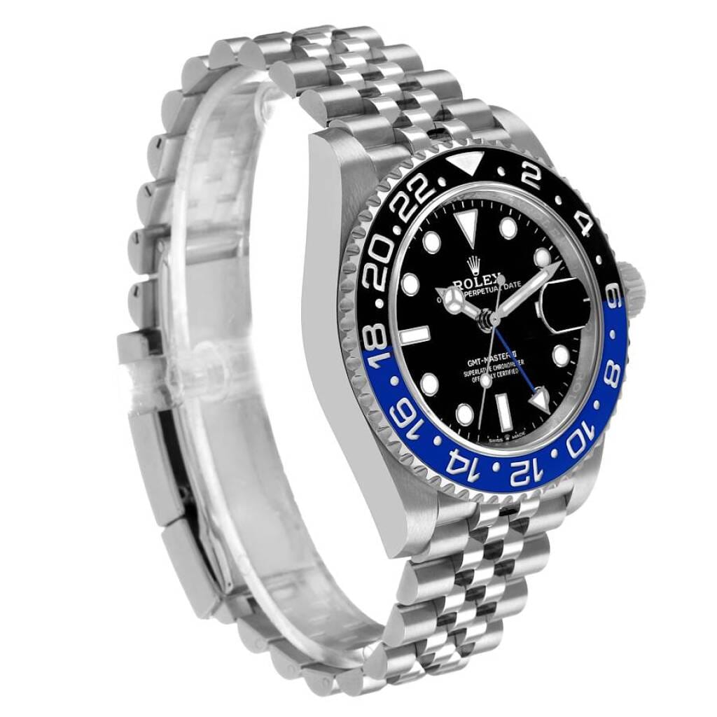 GMT-Master II 'Batgirl' (Reference 126710BLNR). A 40mm stainless steel automatic wristwatch with date and dual time.