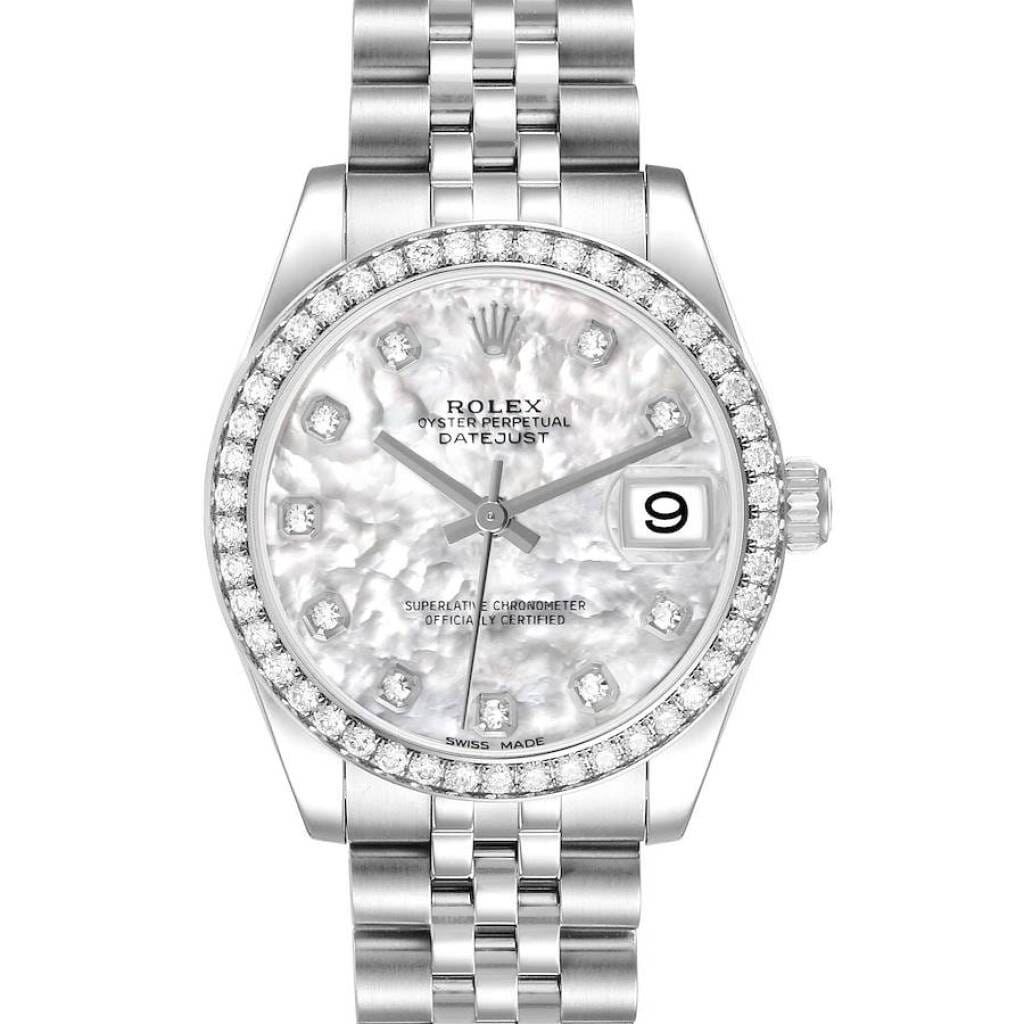 Datejust (Reference 178384). A 31mm white gold stainless steel diamond-set automatic wristwatch with date. 2018