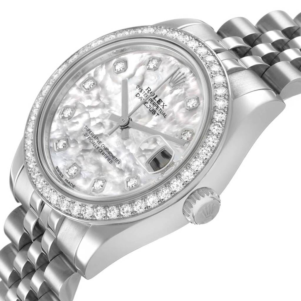 Datejust (Reference 178384). A 31mm white gold stainless steel diamond-set automatic wristwatch with date. 2018