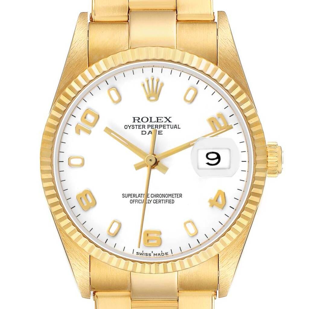 Date (Reference 15238). A 34mm yellow gold automatic wristwatch with date. 1991-1992