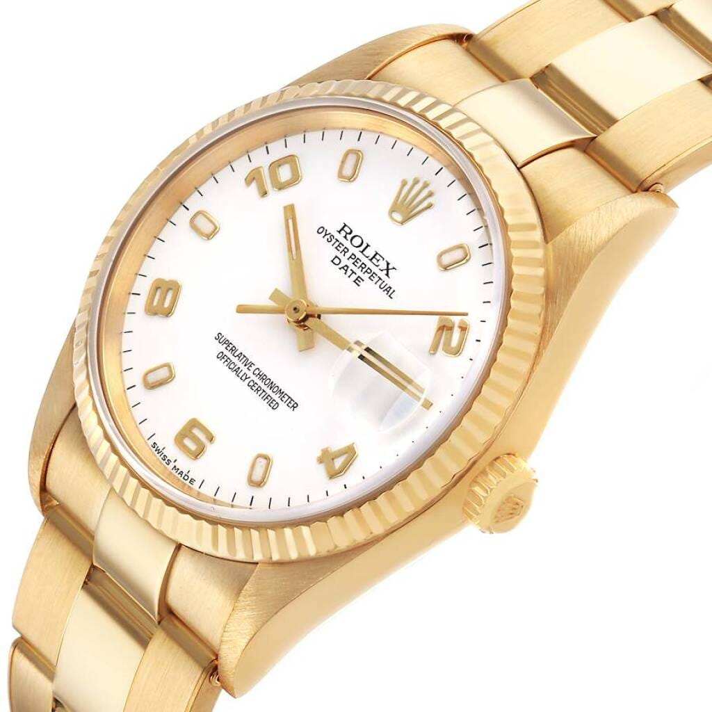 Date (Reference 15238). A 34mm yellow gold automatic wristwatch with date. 1991-1992