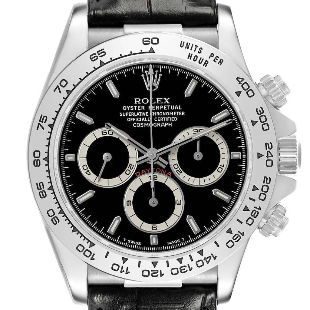 Cosmograph Daytona (Reference 16519). A 40mm white gold automatic wristwatch with chronograph. 1999-2000