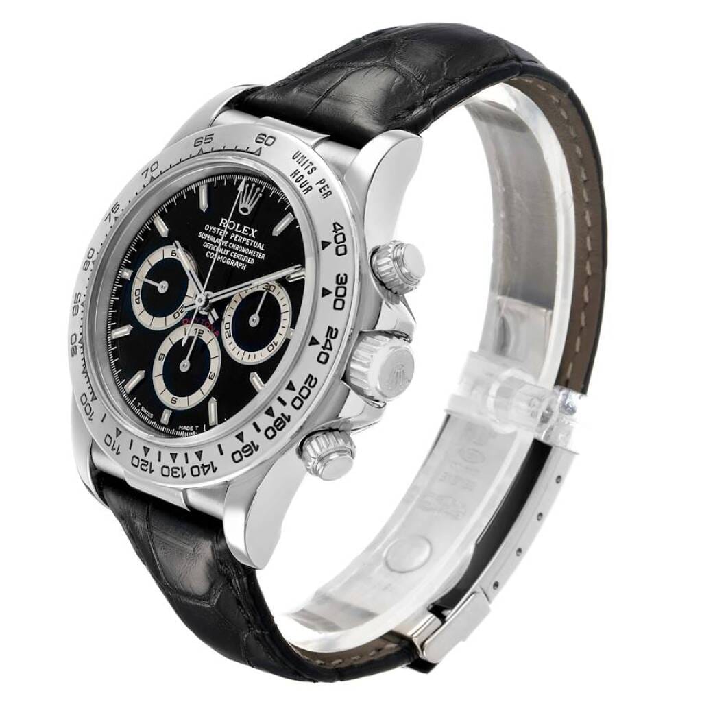 Cosmograph Daytona (Reference 16519). A 40mm white gold automatic wristwatch with chronograph. 1999-2000