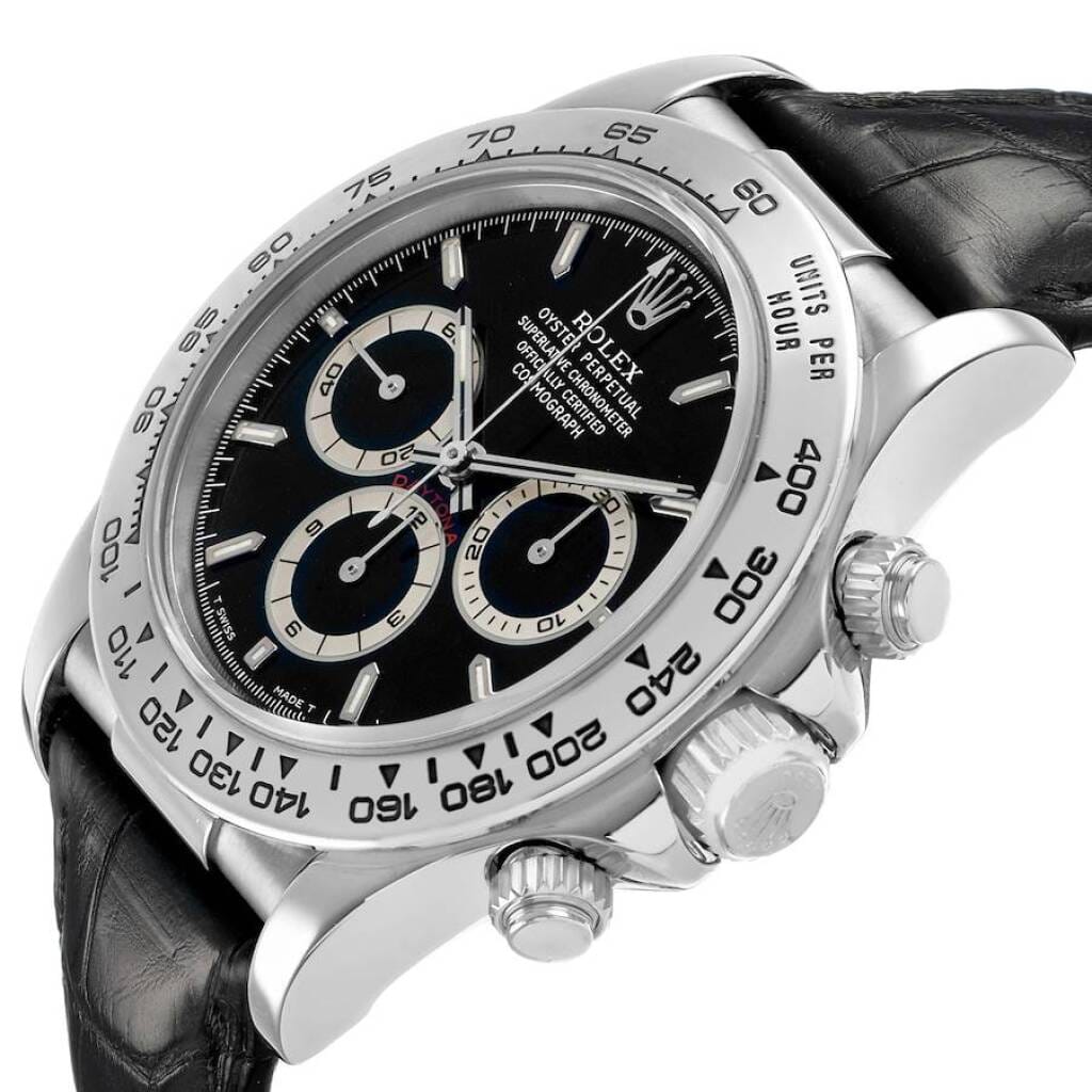 Cosmograph Daytona (Reference 16519). A 40mm white gold automatic wristwatch with chronograph. 1999-2000