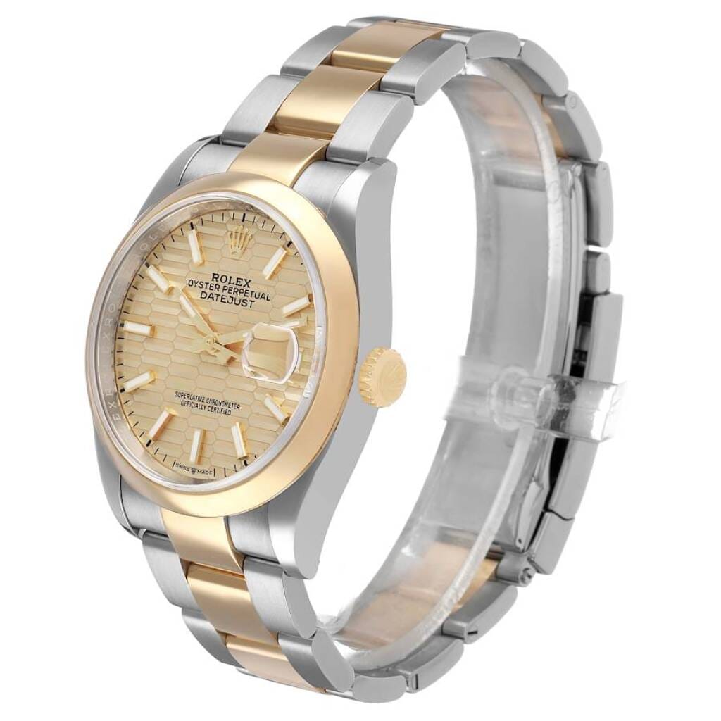 Datejust (Reference 126203). A 36mm yellow gold stainless steel automatic wristwatch with date. 2019
