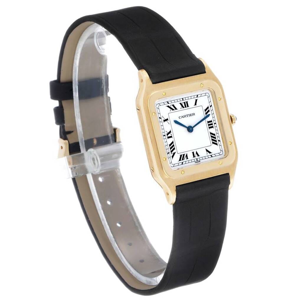 Santos Dumont Extra-Flat (Reference W1505453). A 36mm yellow gold manual wind wristwatch.