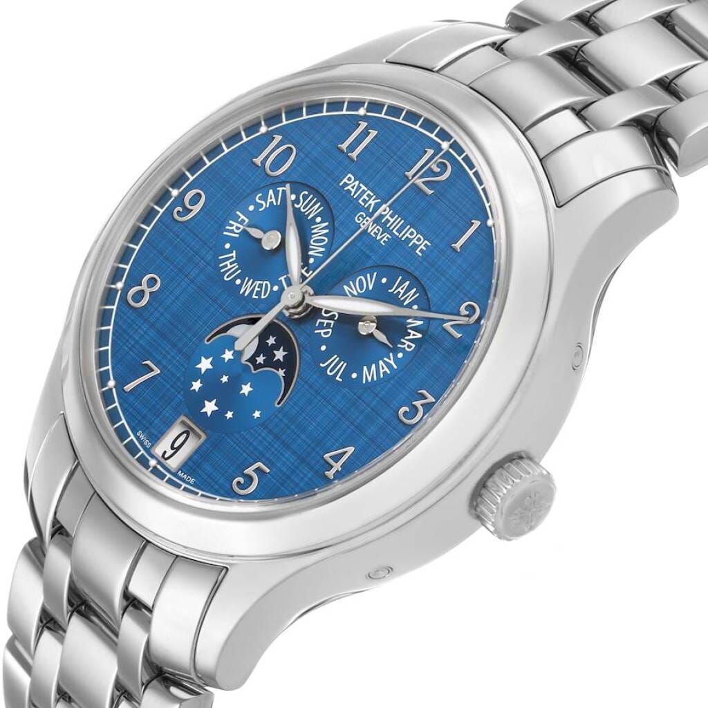 Complications (Reference 4947/1A-001). A 38mm stainless steel automatic wristwatch with day, date, month, moon phase, and annual calendar. 2023