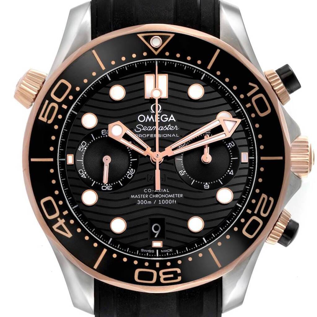 Seamaster (Reference 210.22.44.51.01.001). A 44mm rose gold stainless steel automatic wristwatch with date and chronograph. 2022