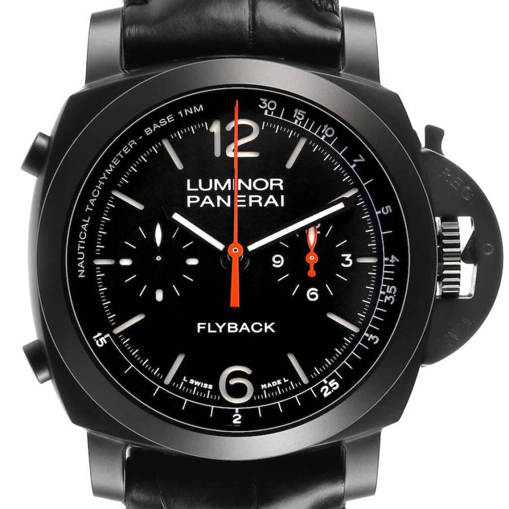 Luminor (Reference PAM01298). A 44mm black ceramic automatic wristwatch with flyback chronograph. 2023