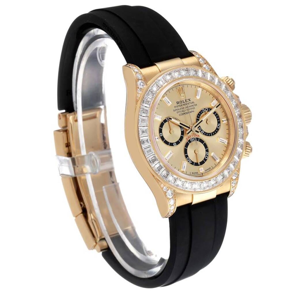 Cosmograph Daytona (Reference 126538TBR). A 40mm yellow gold diamond-set automatic wristwatch with chronograph.