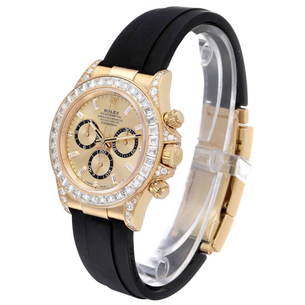Cosmograph Daytona (Reference 126538TBR). A 40mm yellow gold diamond-set automatic wristwatch with chronograph.