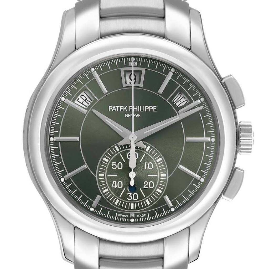 Complications (Reference 5905/1A-001). A 40mm stainless steel automatic wristwatch with date, day, month, chronograph, day/night indicator, and annual calendar. 2024