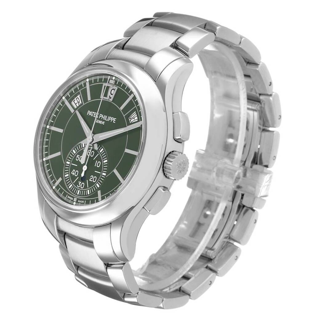Complications (Reference 5905/1A-001). A 40mm stainless steel automatic wristwatch with date, day, month, chronograph, day/night indicator, and annual calendar. 2024