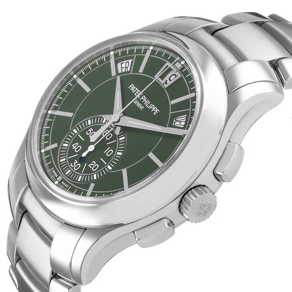 Complications (Reference 5905/1A-001). A 40mm stainless steel automatic wristwatch with date, day, month, chronograph, day/night indicator, and annual calendar. 2024