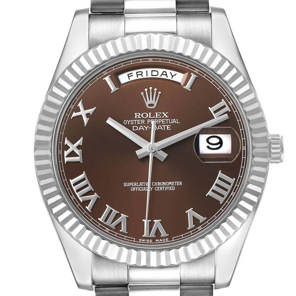 President Day-Date (Reference 218239). A 41mm white gold automatic wristwatch with date and day.