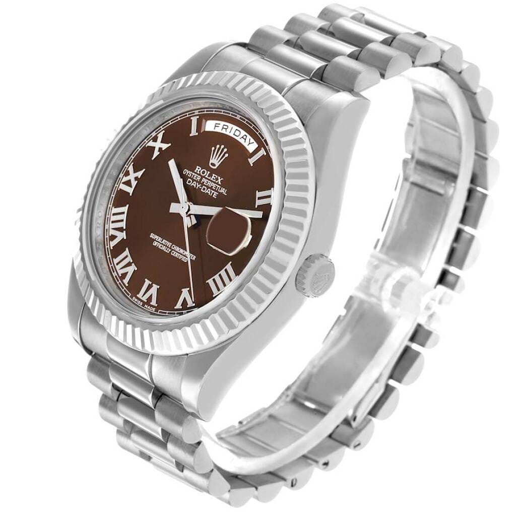President Day-Date (Reference 218239). A 41mm white gold automatic wristwatch with date and day.