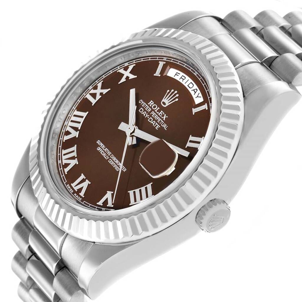 President Day-Date (Reference 218239). A 41mm white gold automatic wristwatch with date and day.