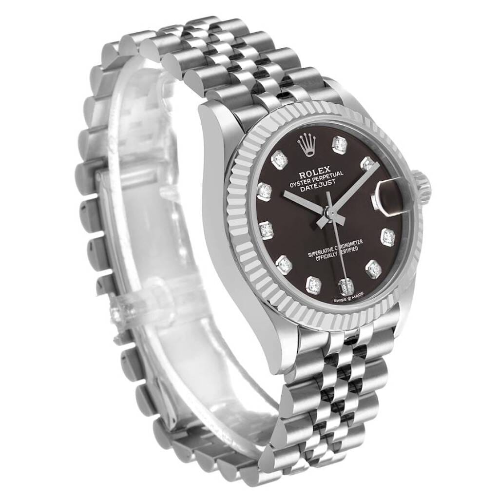 Datejust (Reference 278274). A 31mm white gold stainless steel diamond-set automatic wristwatch with date.