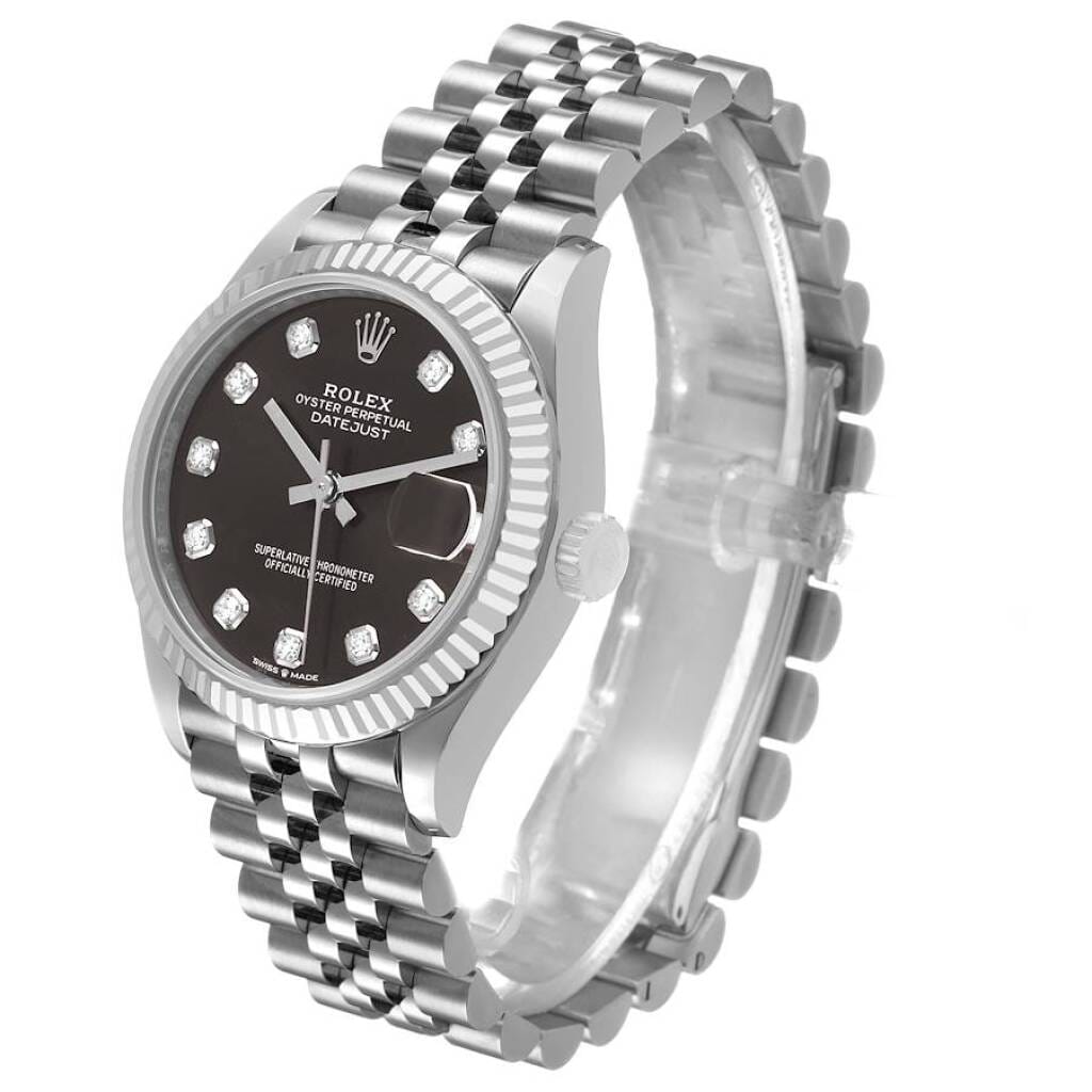 Datejust (Reference 278274). A 31mm white gold stainless steel diamond-set automatic wristwatch with date.
