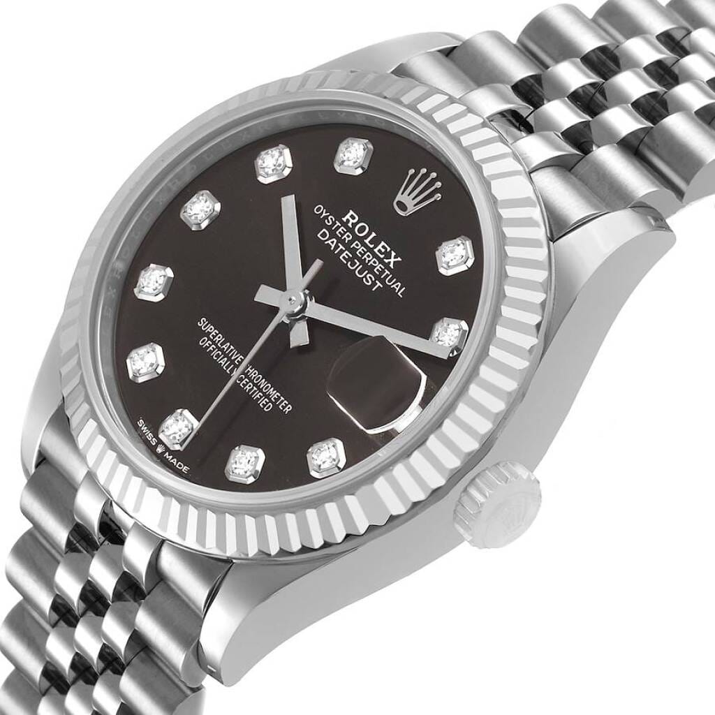Datejust (Reference 278274). A 31mm white gold stainless steel diamond-set automatic wristwatch with date.
