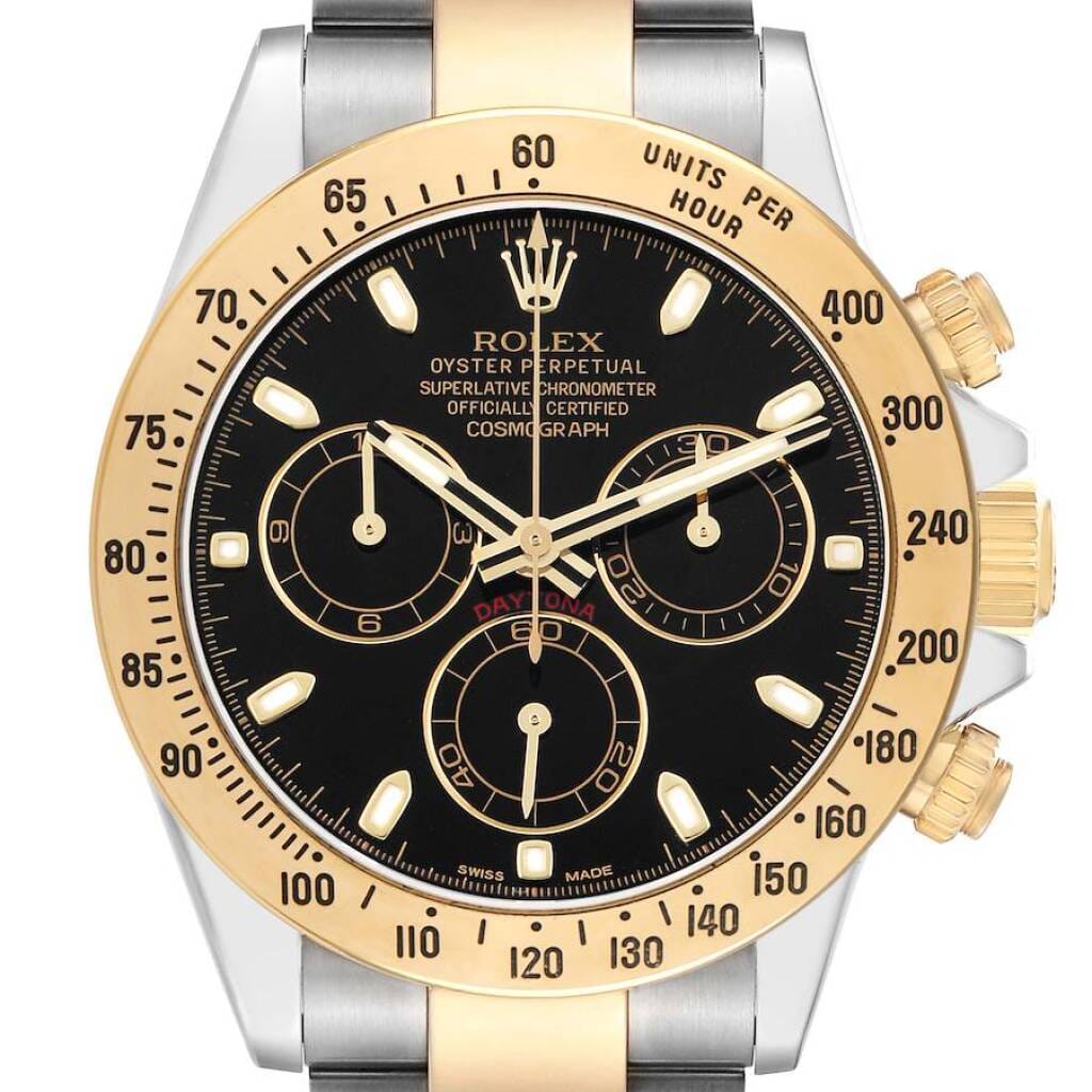 Cosmograph Daytona (Reference 116523). A 40mm yellow gold stainless steel automatic wristwatch with chronograph. 2016