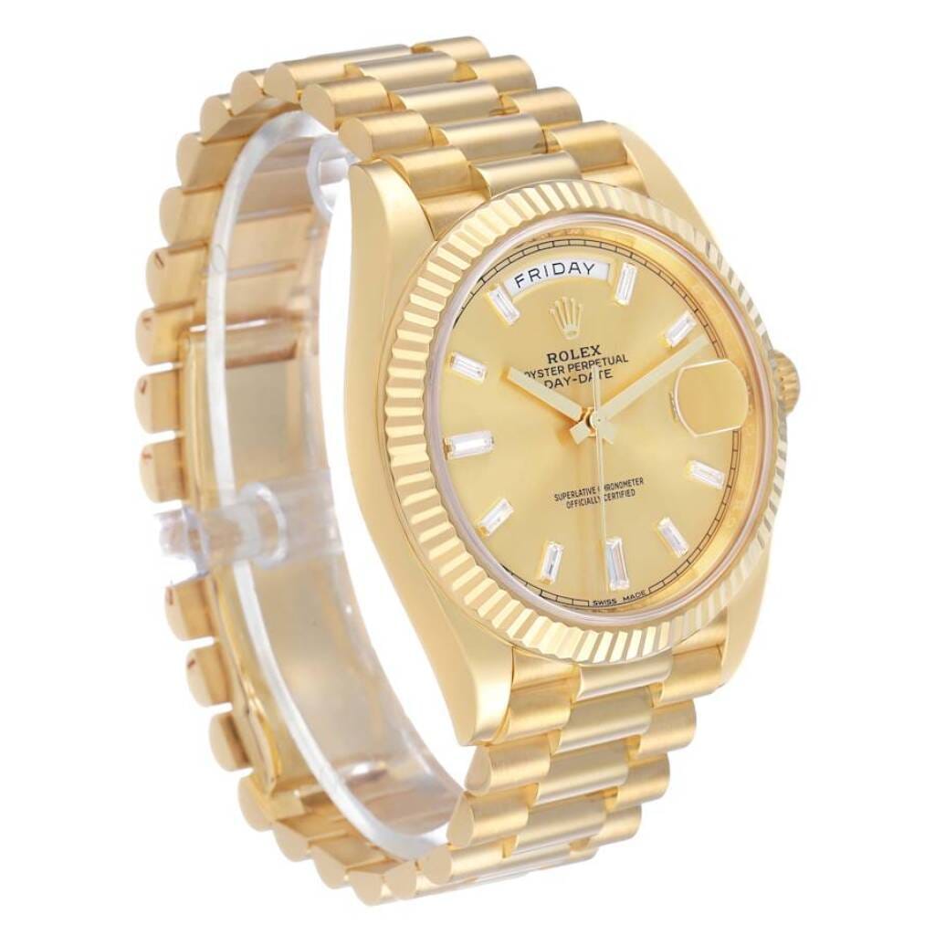 President Day-Date (Reference 228238). A 40mm yellow gold diamond-set automatic wristwatch with date and day. 2018