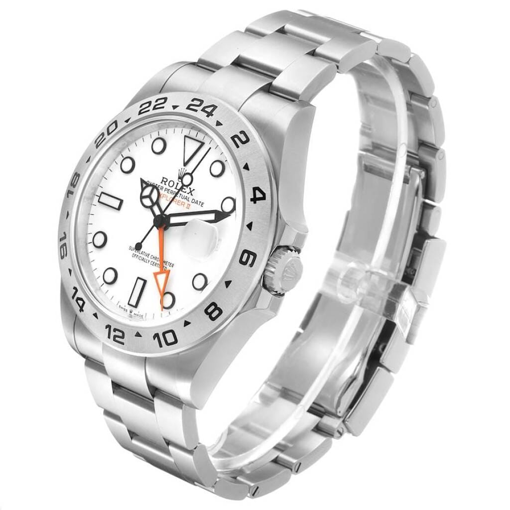 Explorer II 'Polar' (Reference 226570). A 42mm stainless steel automatic wristwatch with date and dual time. 2024