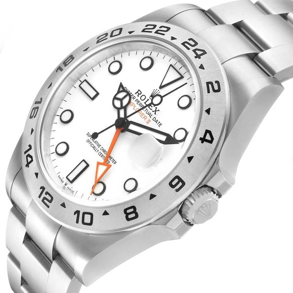 Explorer II 'Polar' (Reference 226570). A 42mm stainless steel automatic wristwatch with date and dual time. 2024