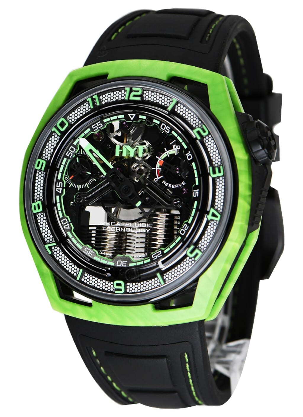 Hastroid Green Laser (Reference H02755). A 48mm green composite & DCL-coated titanium manual wind wristwatch.