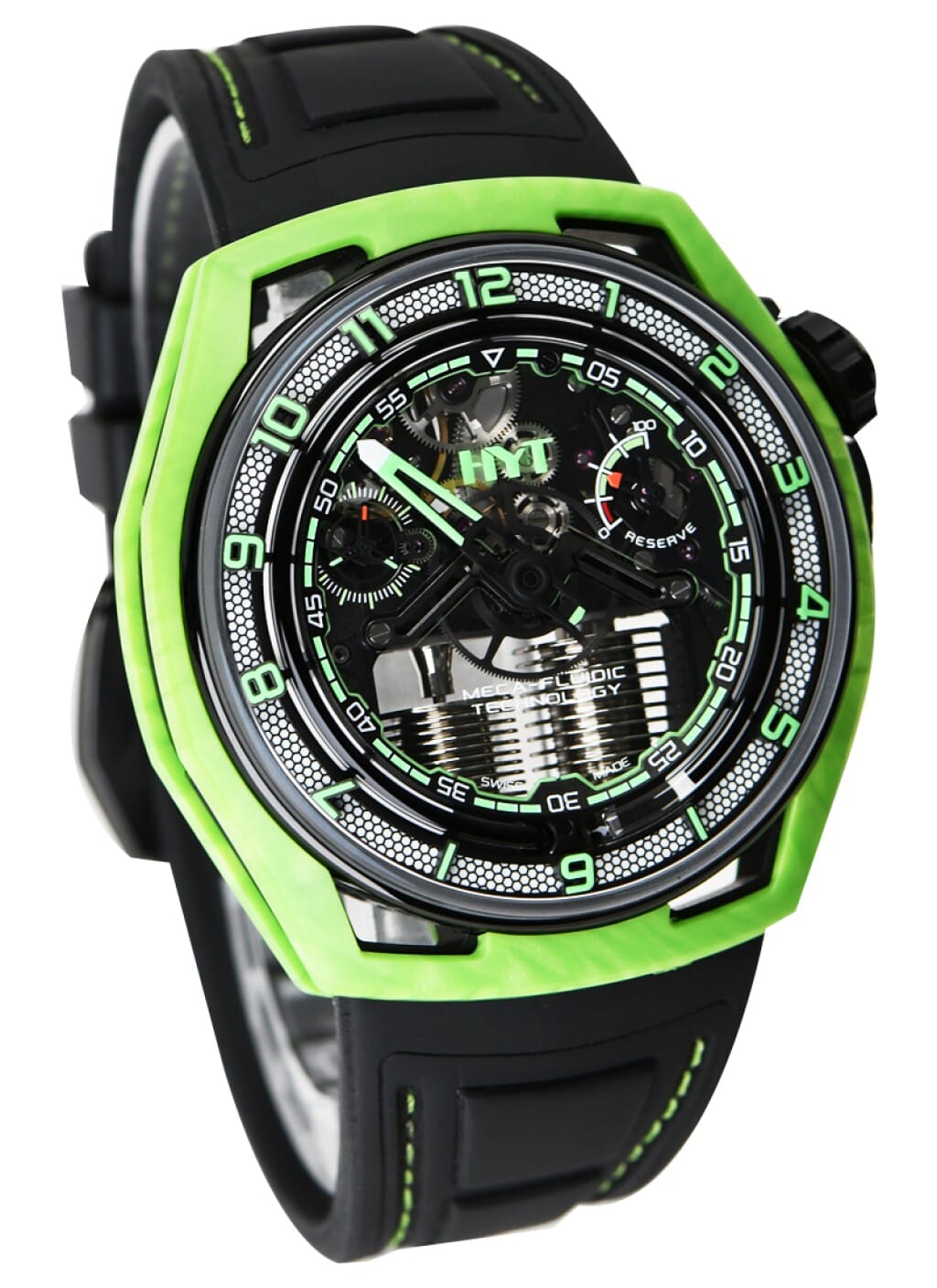 Hastroid Green Laser (Reference H02755). A 48mm green composite & DCL-coated titanium manual wind wristwatch.
