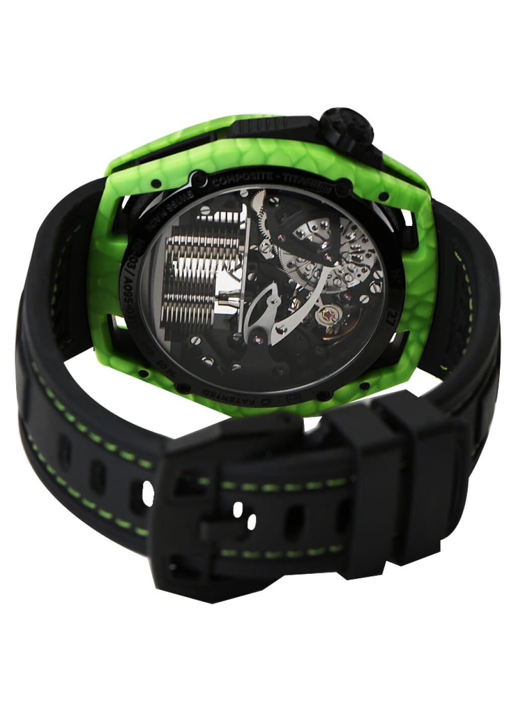 Hastroid Green Laser (Reference H02755). A 48mm green composite & DCL-coated titanium manual wind wristwatch.