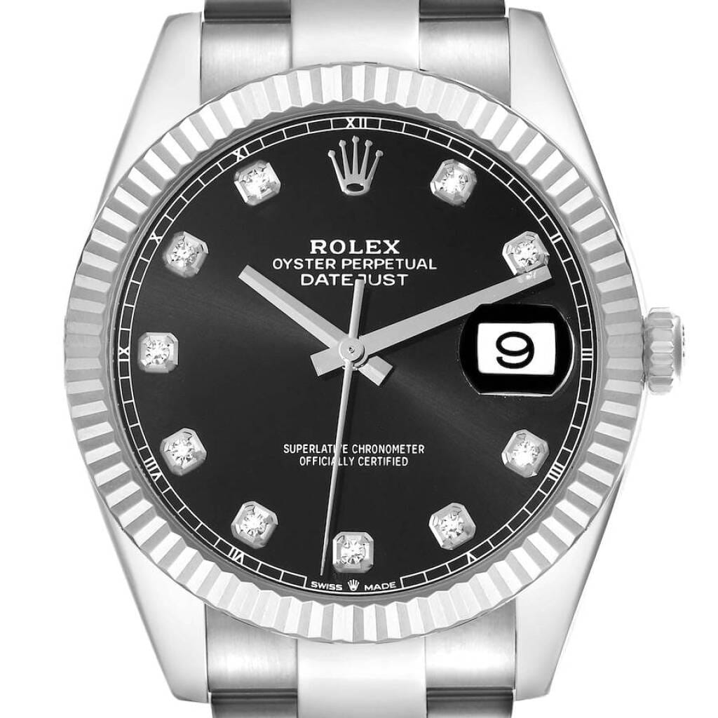 Datejust (Reference 126334). A 41mm white gold stainless steel diamond-set automatic wristwatch with date.