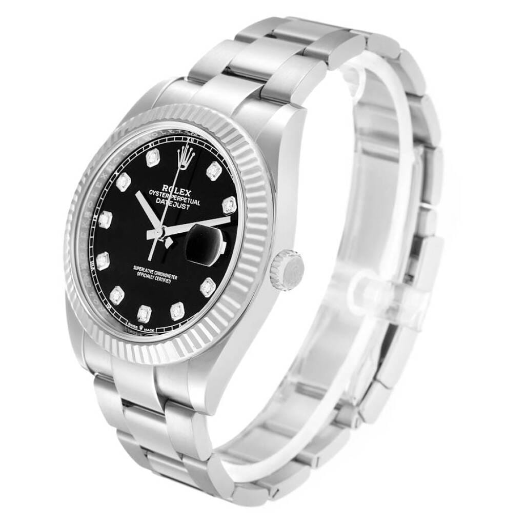 Datejust (Reference 126334). A 41mm white gold stainless steel diamond-set automatic wristwatch with date.