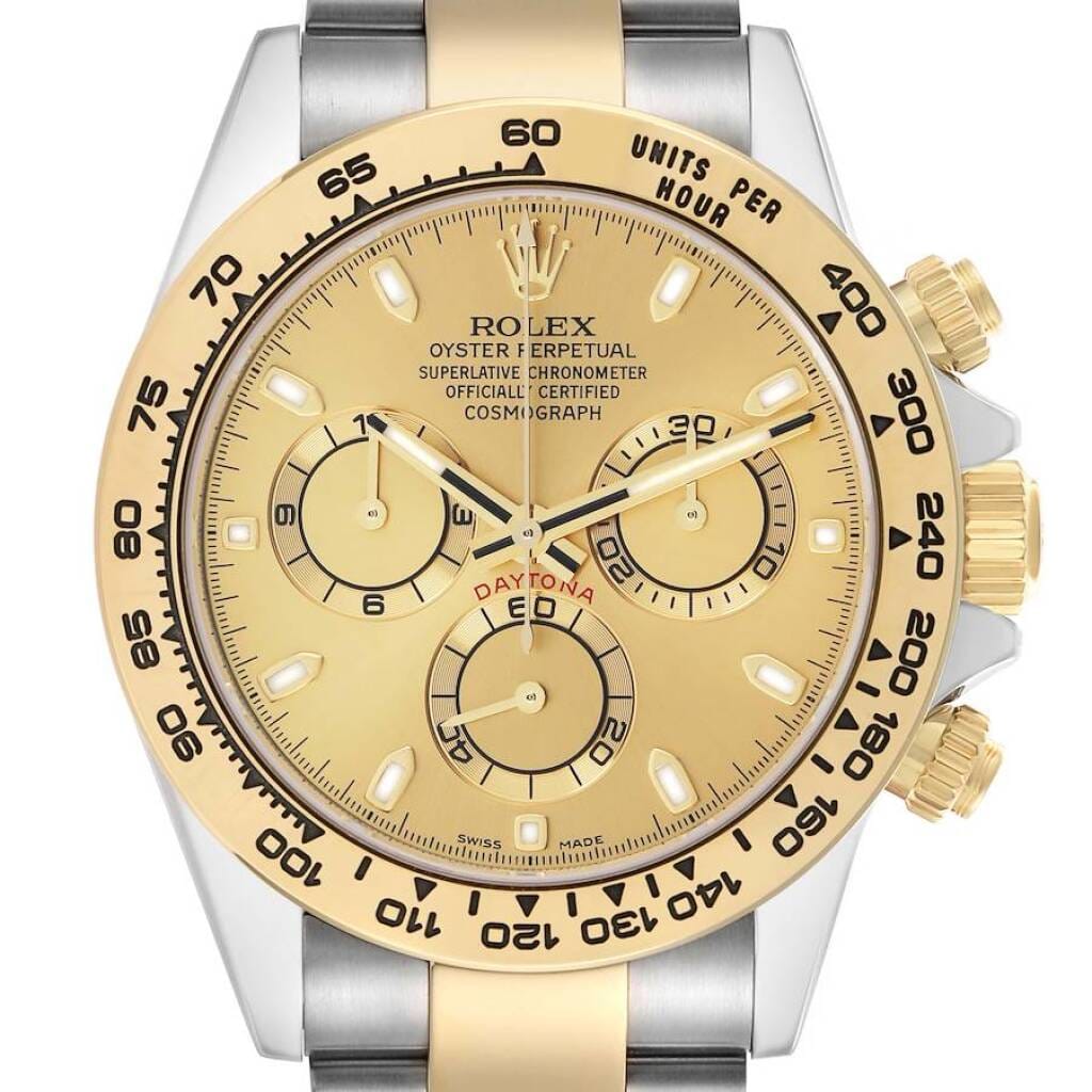 Cosmograph Daytona (Reference 116503). A 40mm yellow gold stainless steel automatic wristwatch with chronograph.