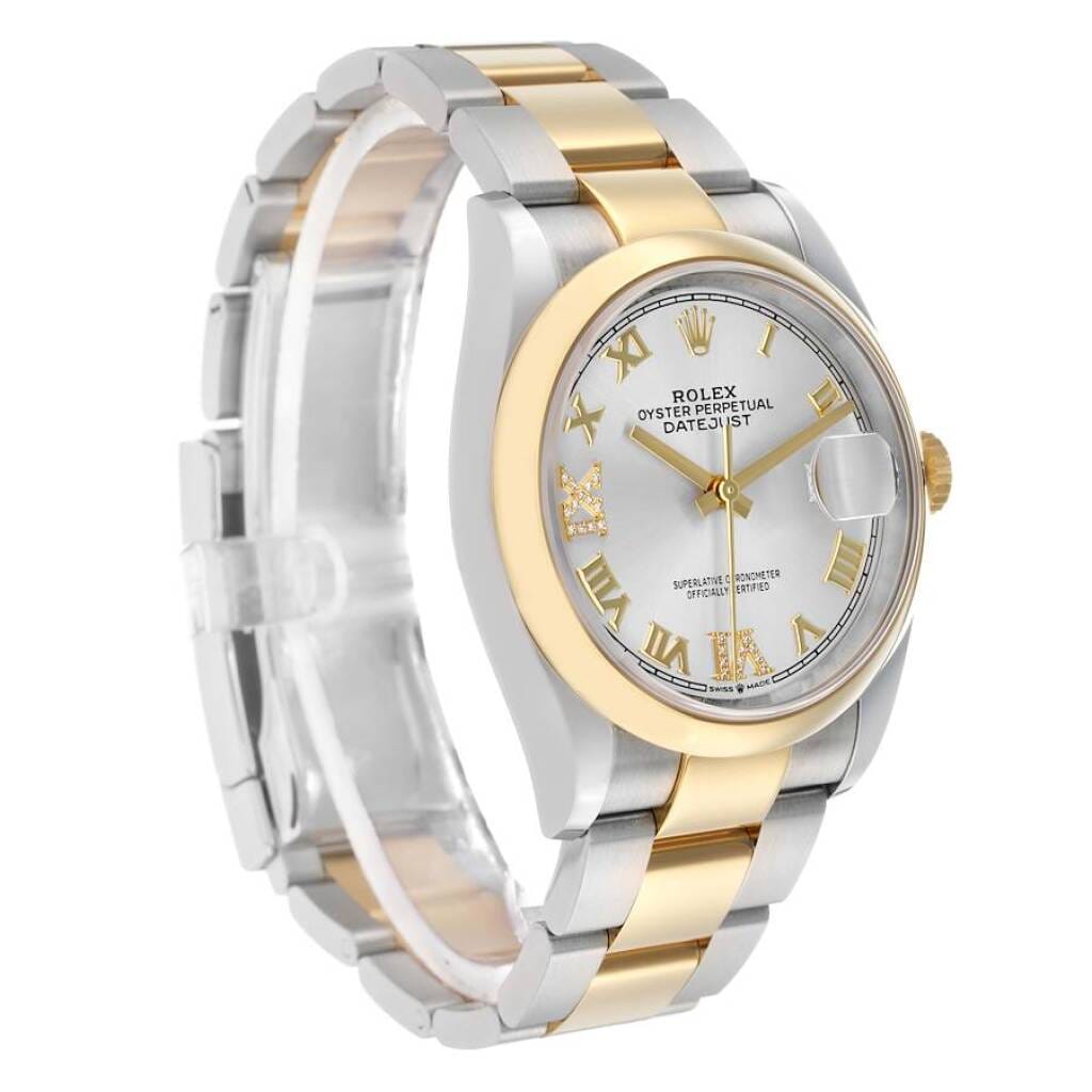 Datejust (Reference 126203). A 36mm yellow gold diamond-set stainless steel automatic wristwatch with date. 2022