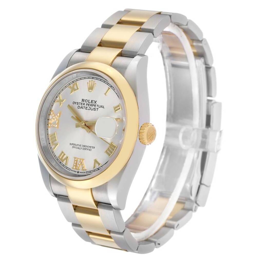 Datejust (Reference 126203). A 36mm yellow gold diamond-set stainless steel automatic wristwatch with date. 2022