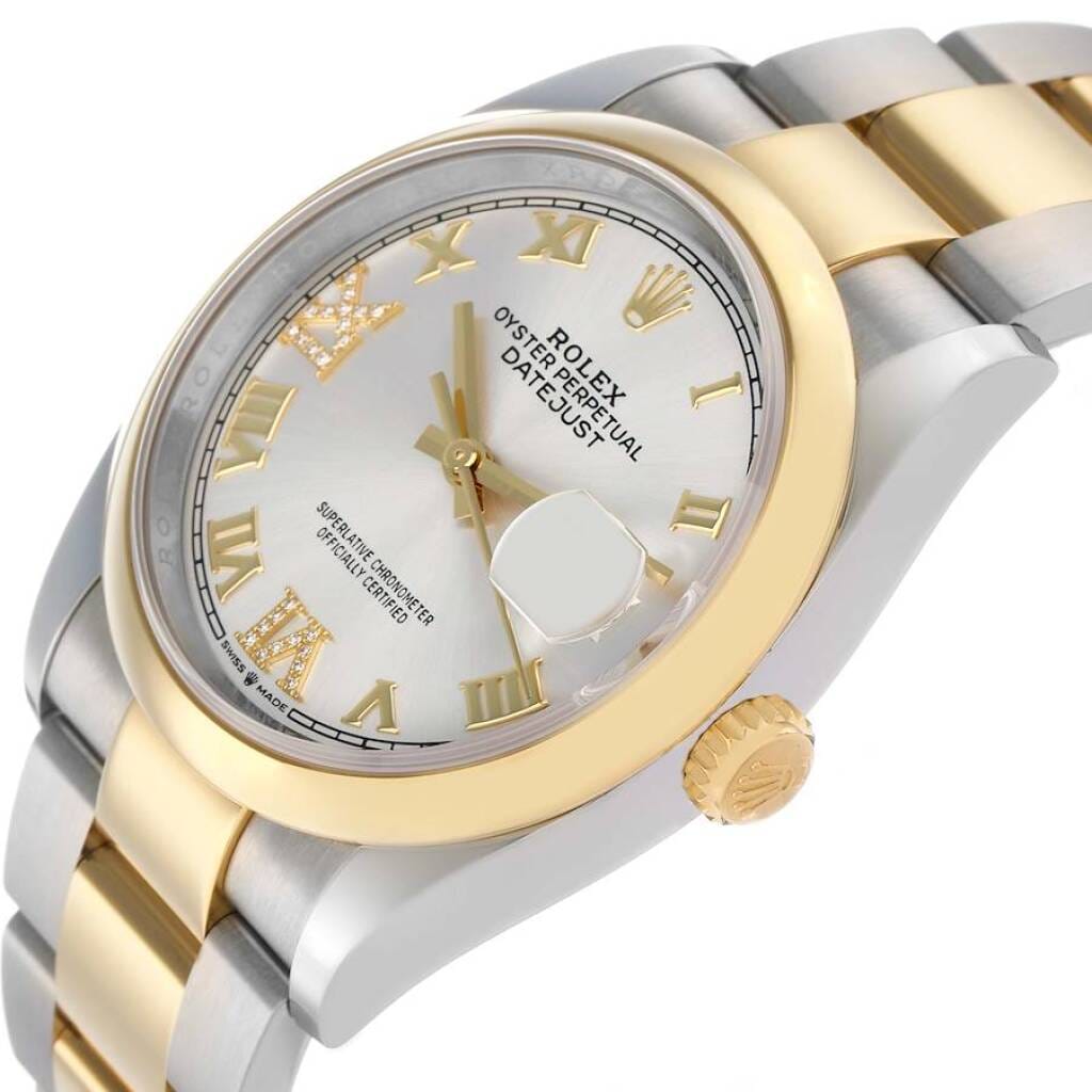 Datejust (Reference 126203). A 36mm yellow gold diamond-set stainless steel automatic wristwatch with date. 2022