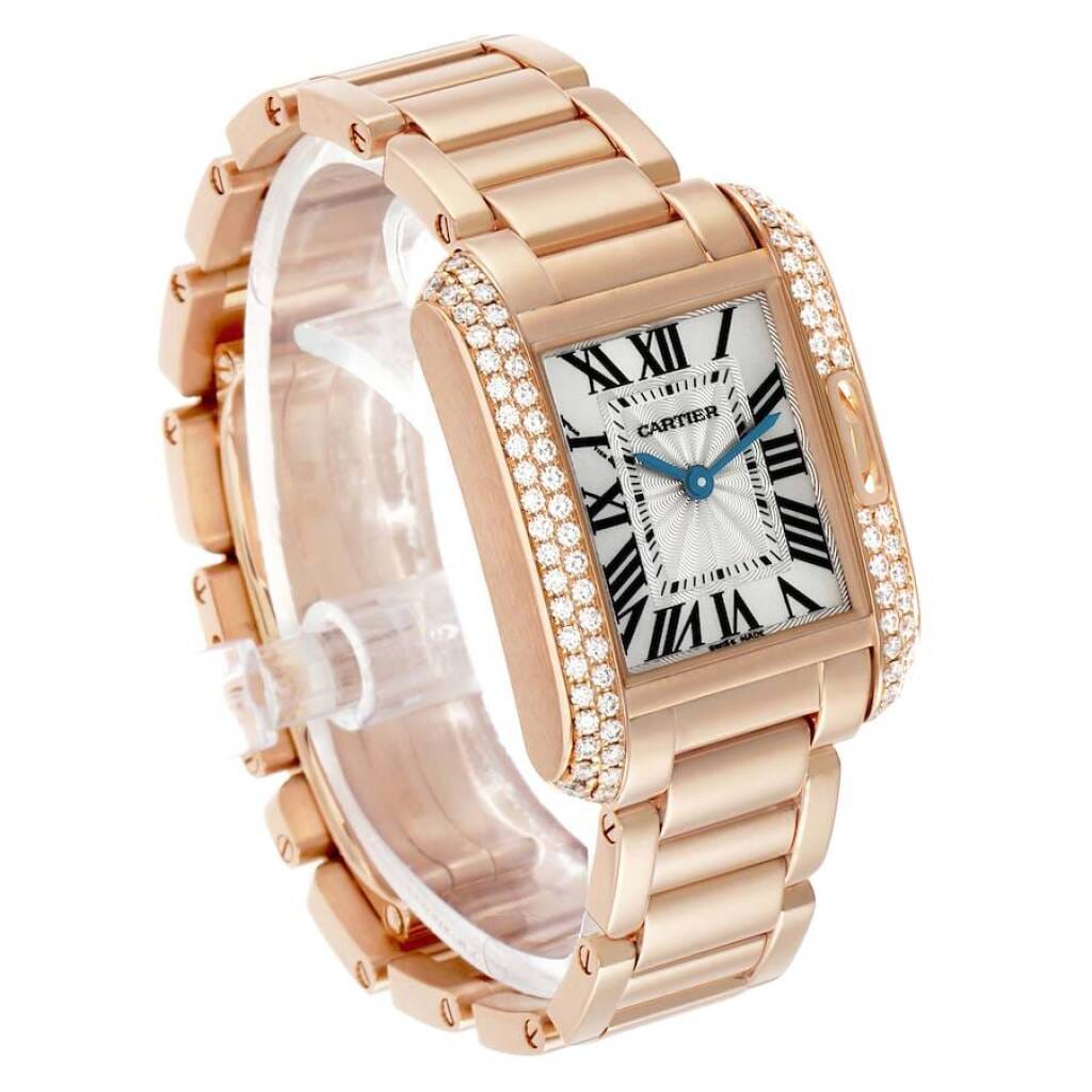 Tank Anglaise (Reference WT100002). A 30.2mm rose gold diamond-set quartz wristwatch.
