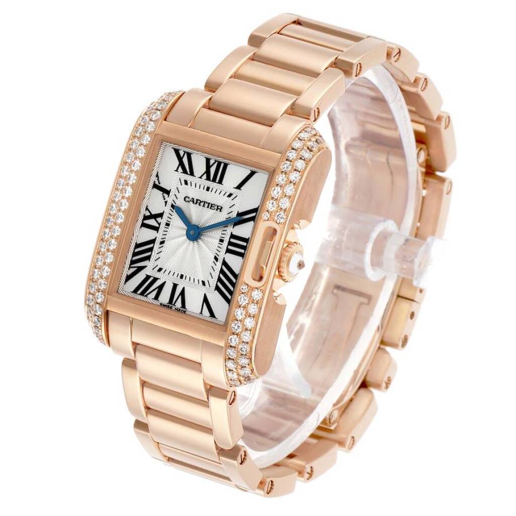 Tank Anglaise (Reference WT100002). A 30.2mm rose gold diamond-set quartz wristwatch.