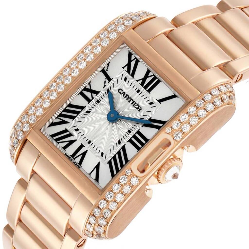 Tank Anglaise (Reference WT100002). A 30.2mm rose gold diamond-set quartz wristwatch.